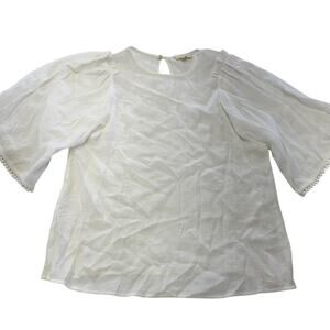 Gilli Blouse Womens Small‎ Sheer Puff Short Sleeve Top Rayon Nylon OT6007